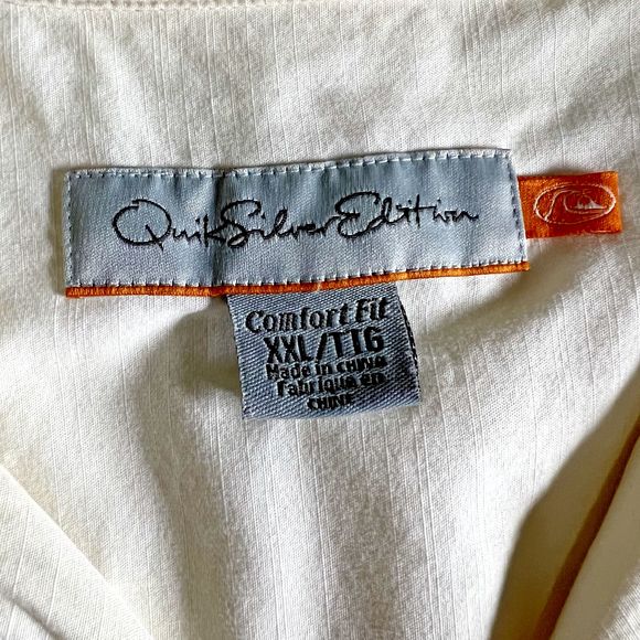 QuikSilver Edition Comfort Fit Men Sz XXL/TTG Color Beige Button Up Embroidered - Picture 11 of 16